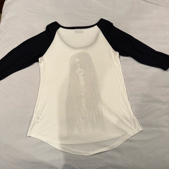 LAUREN MOSHI T Shirt Black White Hippie Girl Colourful Harmony Peace Love Size L - Picture 4 of 11